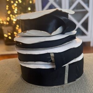 4 pc lot of Black satin and grosgrain Ribbon Spools